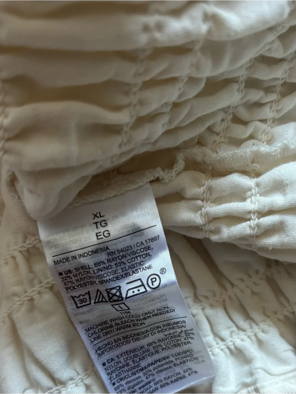 Old Navy XL Cream Smocked Puff Sleeve Square Neck Blouse Top Ivory Women Creme